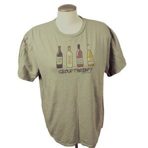 Wine Is Life Graphic T Shirt Womens XL Green Cotton Friends Novelty Funny Summer